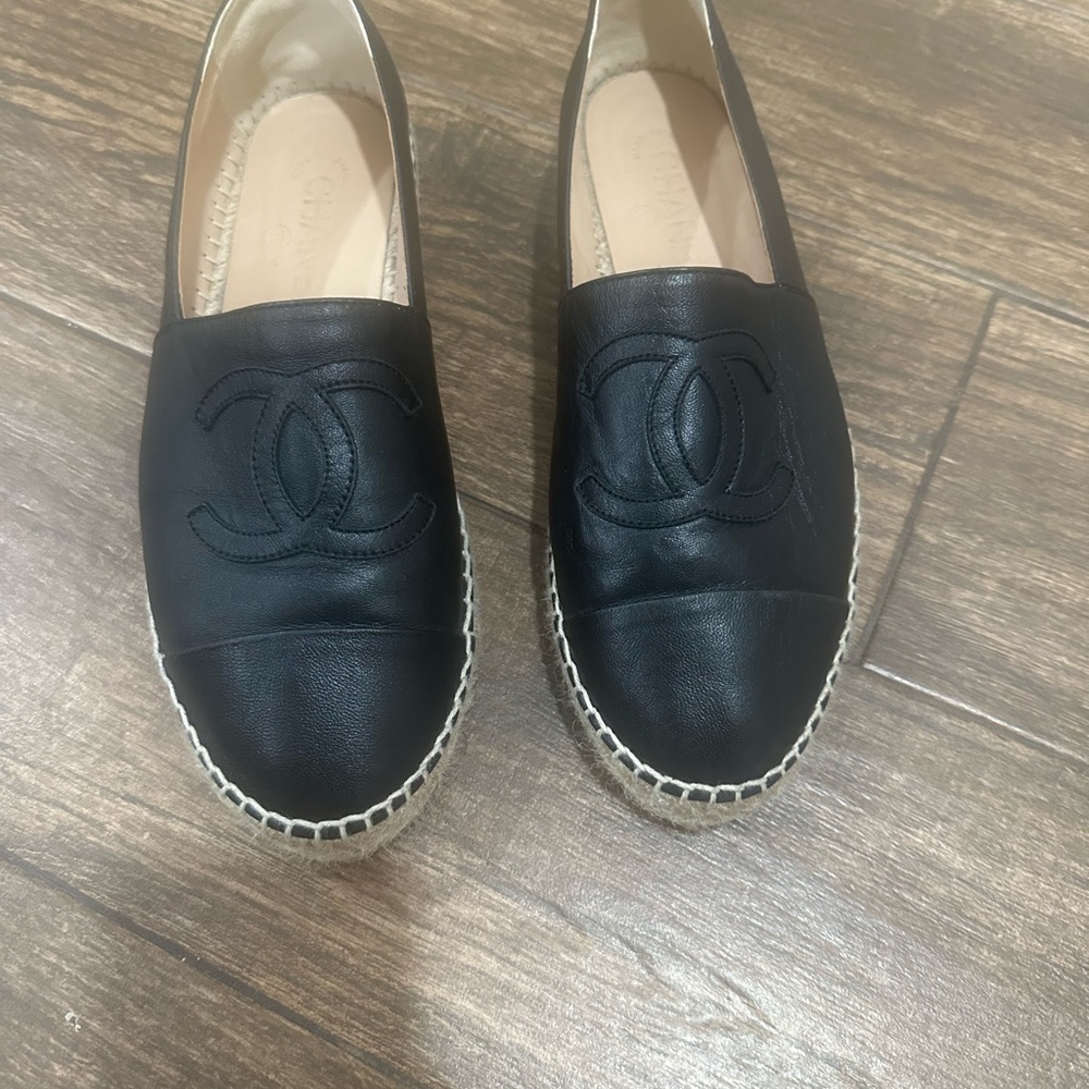 Chanel Black Lambskin Espadrille